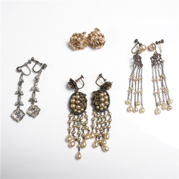 4 Pair Vintage Clip and Screwback Earrings