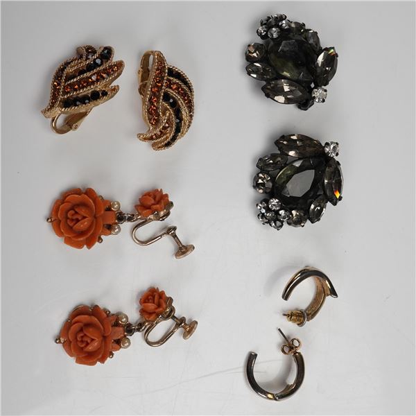 4pc Vintage Clip and Screw Back Earrings