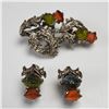 Image 1 : 3pc Miracle Vintage Thistle Brooch and Clip-On Earring Set