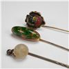 Image 3 : 3pc Stick Pin Lot with Cameo and Glass Accents