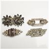 Image 1 : 4pc Vintage Art Deco Rhinestone Brooch Lot with Clip Converters