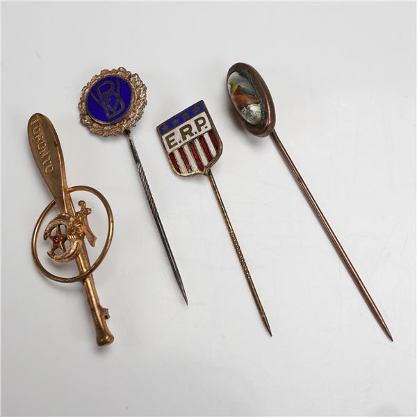 4pc Vintage Hat Pins and Brooch Assortment