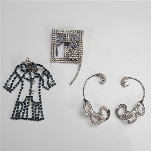 4pc Vintage Rhinestone Pins and Ear Wraps