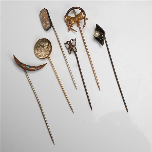 6pc vintage Assorted Lot of Hat Pins