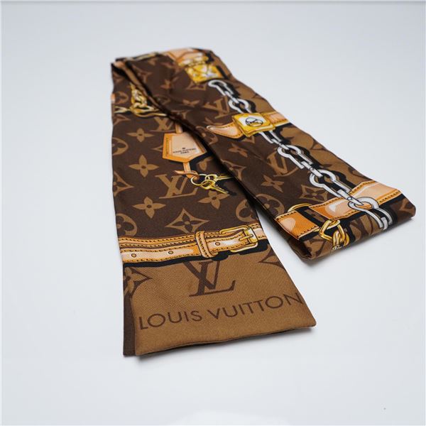 Louis Vuitton Silk Bandeau Scarf, Monogram and Belt Print
