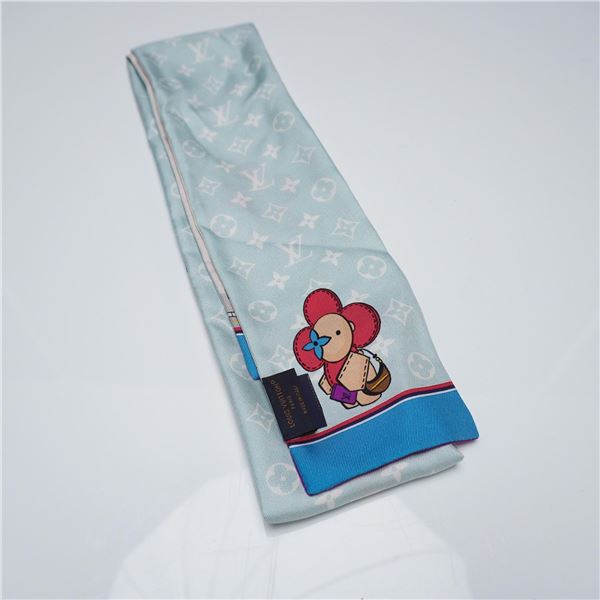 Louis Vuitton Silk Bandeau Scarf, Vivienne and Monogram Motif