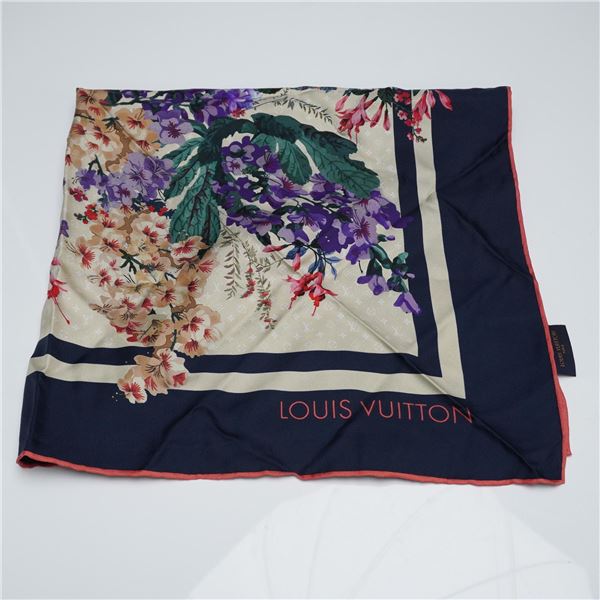 Louis Vuitton Silk Scarf, Floral Monogram Design