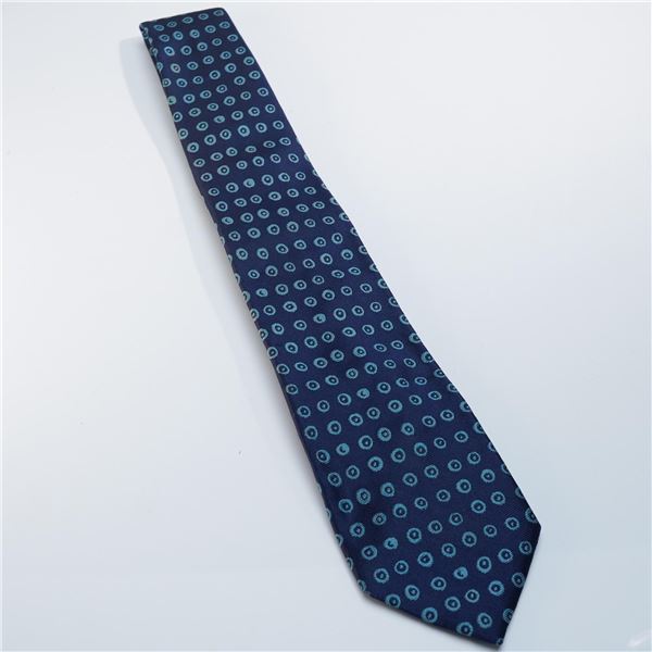 Marimekko Italian Silk Tie with Blue Circle Pattern