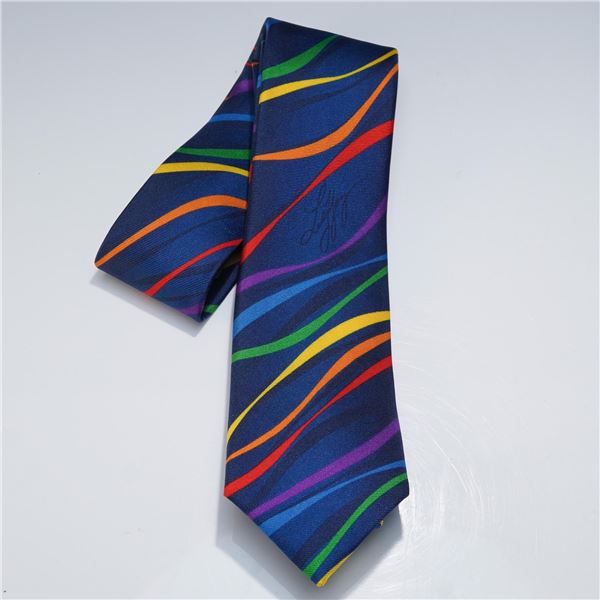 Luly Yang for Alaska Airlines Polyester Tie, Rainbow Wave Design