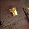 Image 4 : Brown Ostrich Leather Handbag with Gold-Tone Lock and Key
