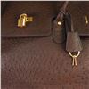 Image 5 : Brown Ostrich Leather Handbag with Gold-Tone Lock and Key
