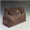 Image 6 : Brown Ostrich Leather Handbag with Gold-Tone Lock and Key