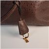 Image 9 : Brown Ostrich Leather Handbag with Gold-Tone Lock and Key
