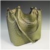 Image 3 : Green Embossed Faux Ostrich and Crocodile Tote Bag with Pouch