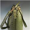 Image 4 : Green Embossed Faux Ostrich and Crocodile Tote Bag with Pouch