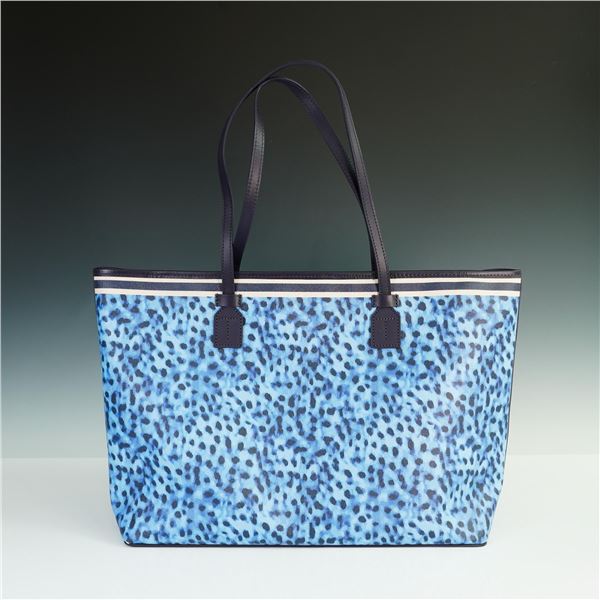Tommy Bahama Blue Leopard Print Tote Bag