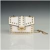 Image 1 : White Studded Handbag with Gold Chain and Clasp