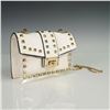 Image 2 : White Studded Handbag with Gold Chain and Clasp