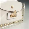 Image 5 : White Studded Handbag with Gold Chain and Clasp