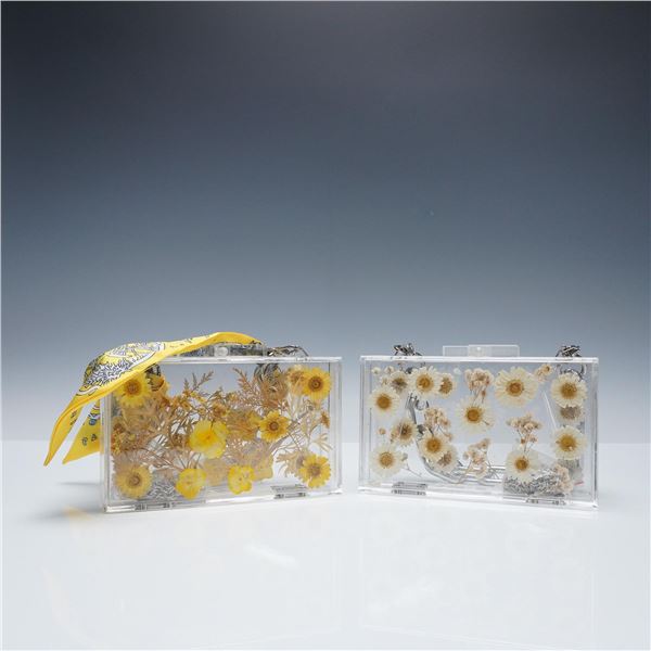 2pc Pressed Flower Acrylic Handbags