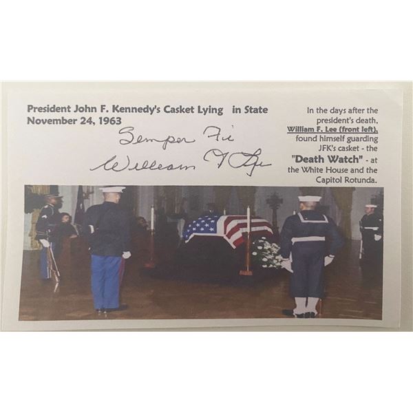 JFK Assassination Death Watch U.S. Marines Lt. William F. Lee signed Card
