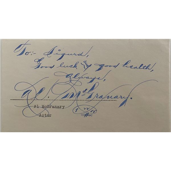 Al McGranary signed note