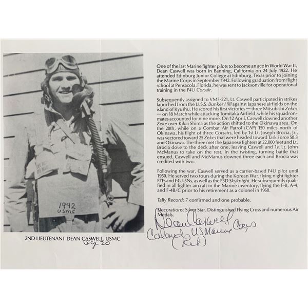 2nd Lieutenant Dean Caswell Signed Bio Page