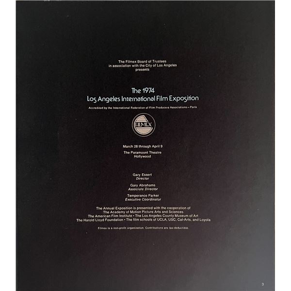 1974 Los Angeles International Film Exposition official catalog.