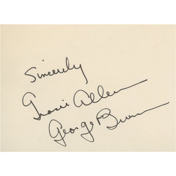 George Burns and Gracie Allen signature cut