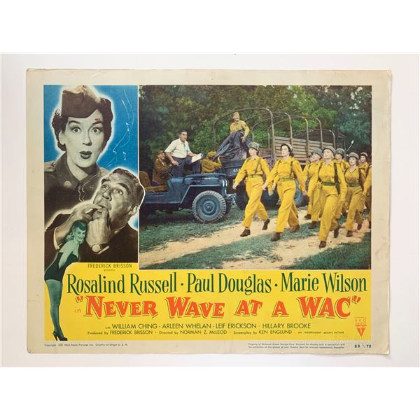Never Wave at a Wac original 1953 vintage lobby card