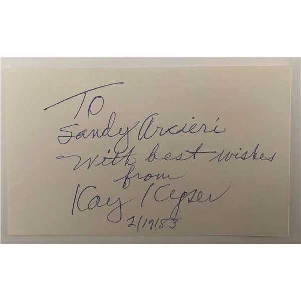Bandleader Kay Kyser signed note