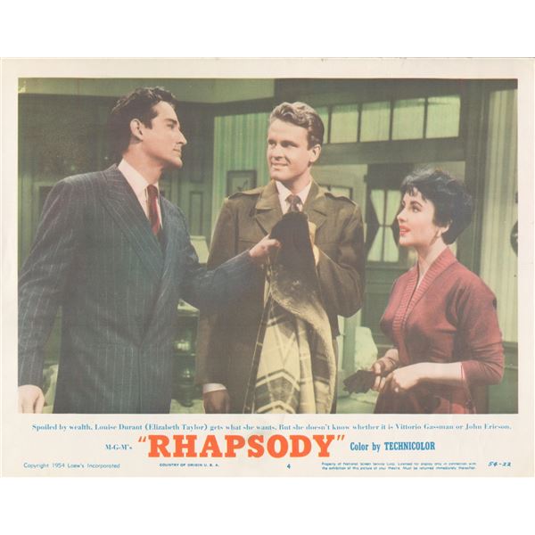 Rhapsody 1954 original vintage lobby card