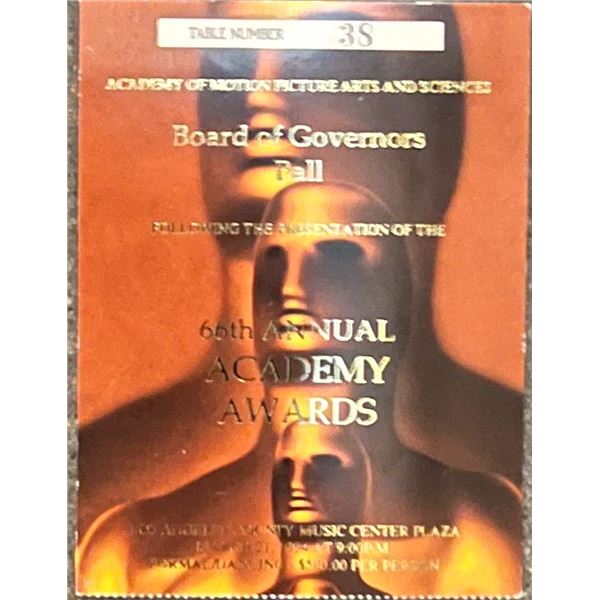 Original 1994 Admission Ticket to 66th Annual Academy Awards