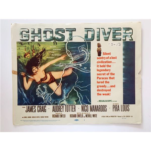 Ghost Diver original 1957 vintage lobby card