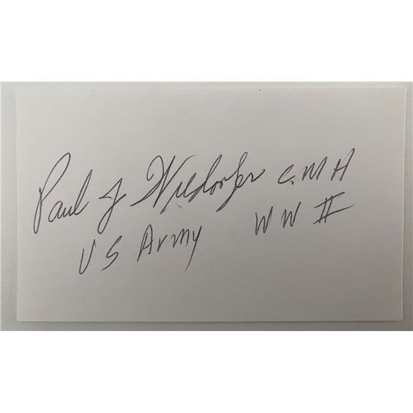 WWII MOH Recipient Paul J. Wiedorfer Original Signature
