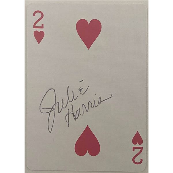 Actress Julie Harris signed playing card