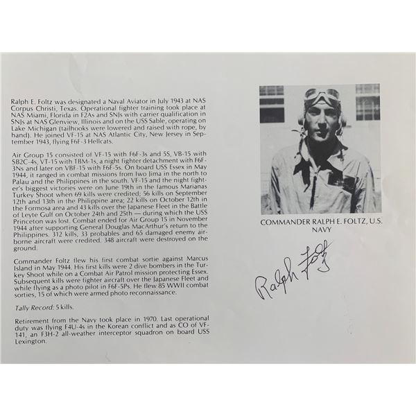 Commander Ralph E. Foltz Signed Bio Page