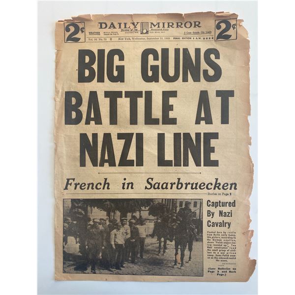 New York Daily Mirror Original 1939 Vintage Newspaper