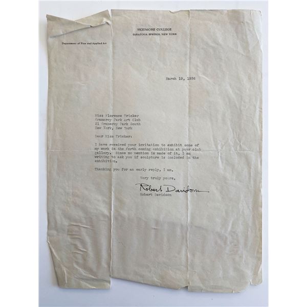 Canadian Artist Robert Davidson signed letter