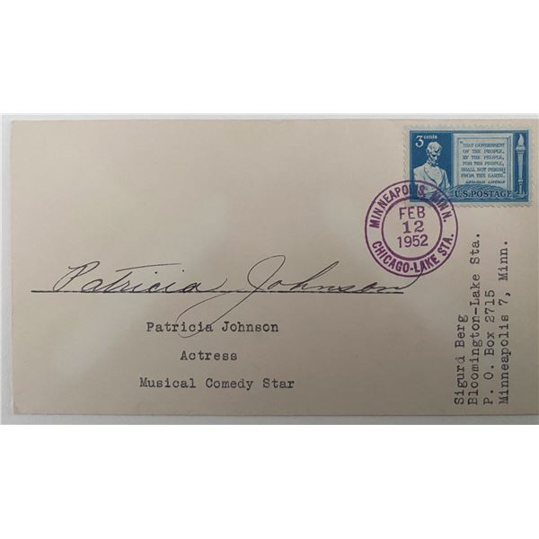 Actress Patricia Johnson signed envelope