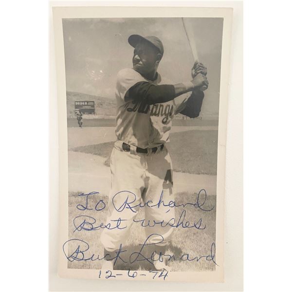 Baseball Player Buck Leonard signed photo postcard