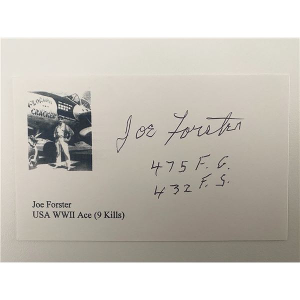 WWII Ace Joe Forster signed photo card