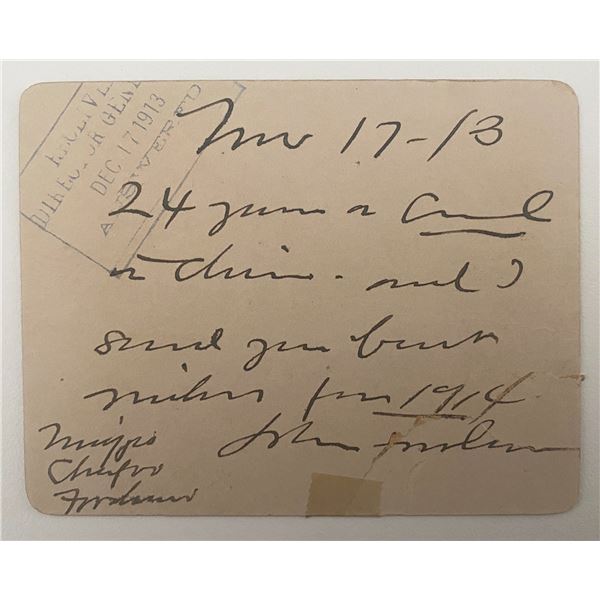 John Forslan signed note