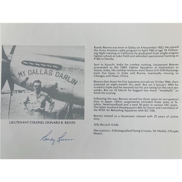 Randy Reeves Signed Bio Page