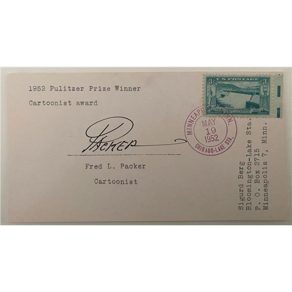 Cartoonist Fred L. Packer signed envelope