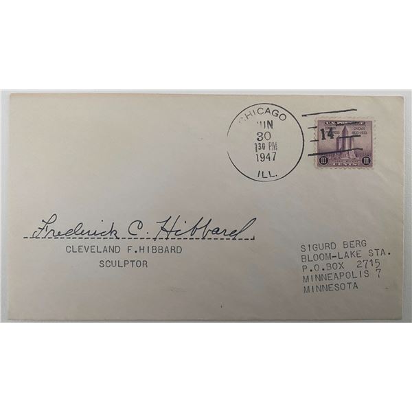 Sculptor Frederick Hibbard signed envelope