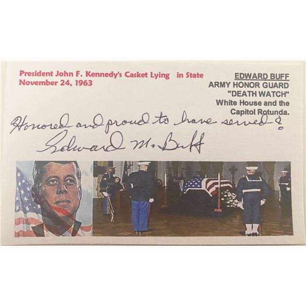 JFK Assassination Death Watch U.S. Marines Edward M. Buff signed Card
