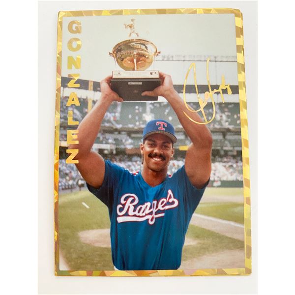 Juan Gonzalez Texas Rangers Facsimile Signed Baseball Card
