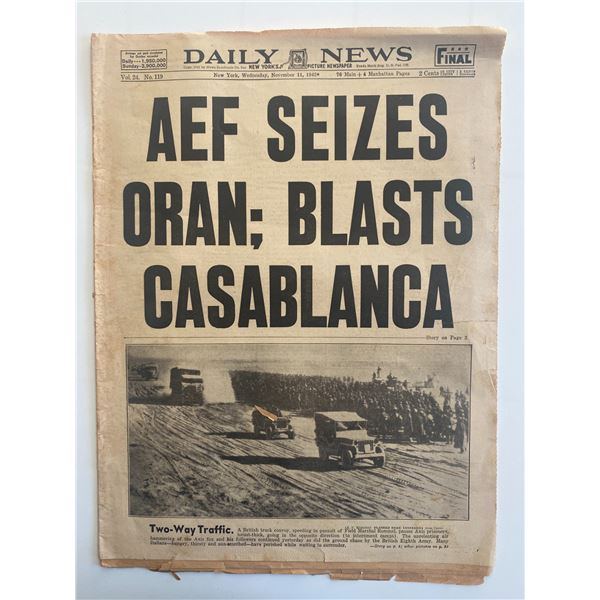 New York Daily News Original 1942 Vintage Newspaper