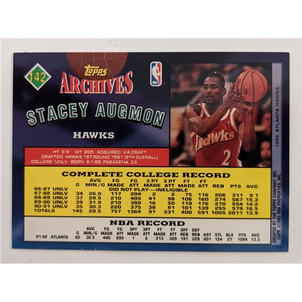 Stacey Augmon Hawks Topps Basketball Card